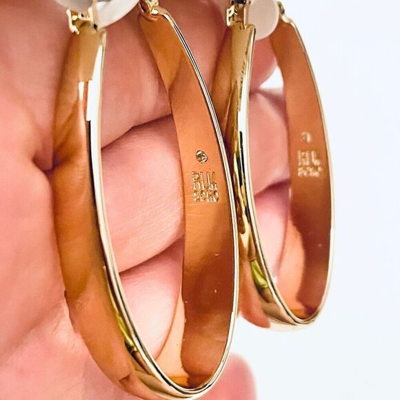 NWT Robert Lee Morris Soho Large Oval Thick Gold Polished Hoops earrings - Picture 8 of 10
